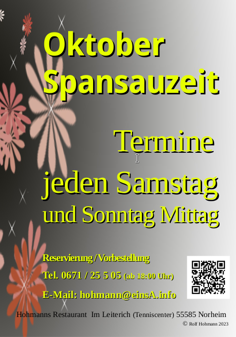 Termine Spansau essen in Hohmanns Restaurant Im Leiterich (tenniscenter) 55585 Norheim